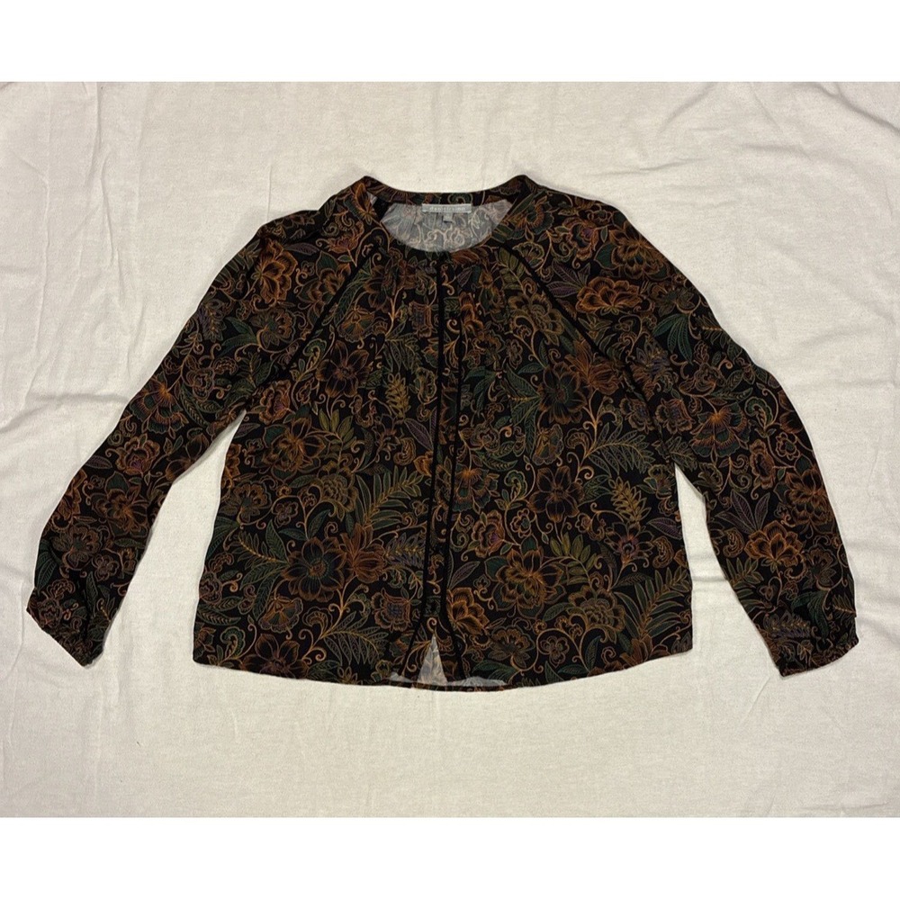 Women's Top XL‎ Multicolor Greta Floral Peasant Blouse Boho Chic Button-up Flowy